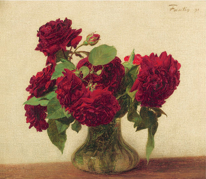  方丹·拉图尔 Fantin-Latour 暗红色的玫瑰 ROSES FONCéES